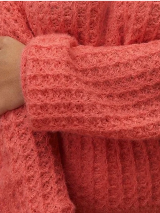 Size Medium Anthropologie Coral Ruffled Boat Neck/Off-Shoulder Lightweight Top - Picture 4 of 6